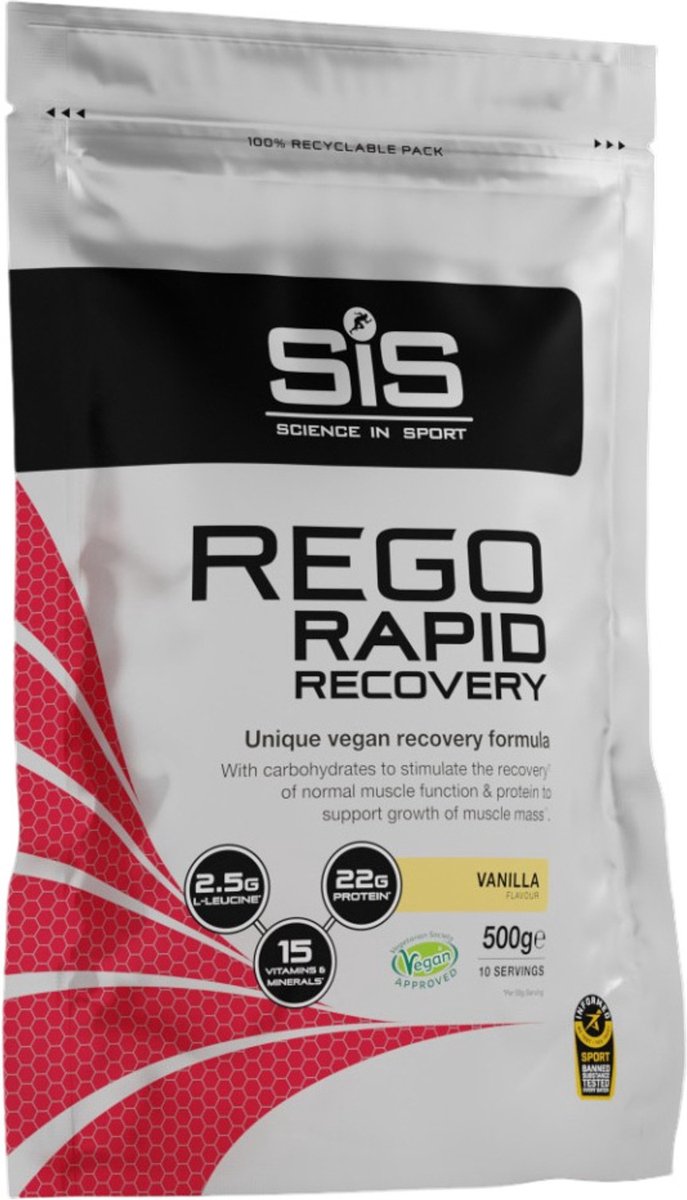 SIS – REGO Rapid Recovery Drink Poeder – Post Workout Proteïne Poeder – 21 g Eiwit per Portie – Vanille Smaak – Vegan – 10 Porties – 500 g
