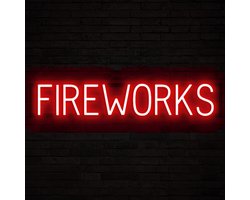 FIREWORKS - Lichtreclame Neon LED bord verlicht | SpellBrite | 86,33 x 16 cm | 6 Dimstanden & 8 Lichtanimaties | Reclamebord neon verlichting
