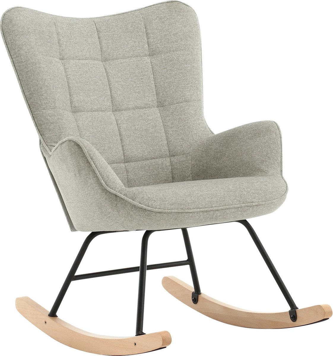 Woltu TwindleShop Woltu Schommelstoel Voor Binnen Gewatteerd Ontspannende Recreatie Lounge Fauteuils Voor Woonkamer Slaapkamer Balkon Terras Tuin Grijs 69 x 90 x 95 cm (l x b x h)