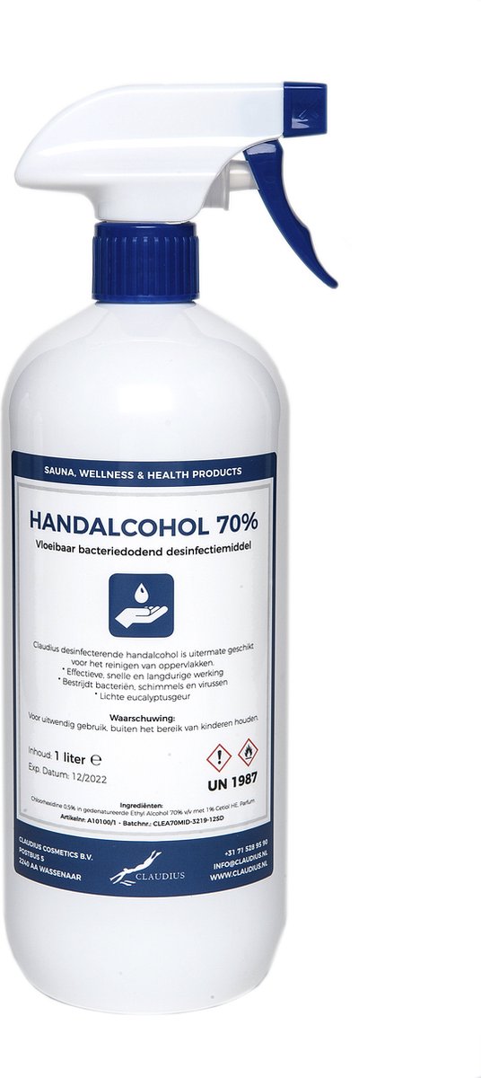 Goedkoopste Handalcohol spray 70 - 1 liter met spraykop