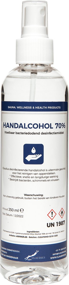 Goedkoopste Handalcohol spray 70 - 250 ml met verstuiver dop
