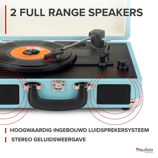 Platenspeler Bluetooth IN/OUT - Audizio RP116BL - 2025 model - Retro platenspeler met speakers - Blauw — afbeelding 5