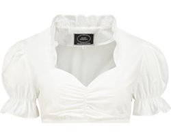 Haus Huberts Dirndl Blouse - Wit - Met Rucheskraag - Dames - Maat M