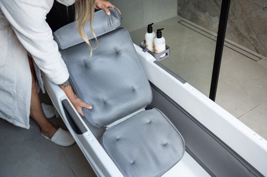 HelloBath® Opvouwbaar bad - XL James (Comfort) - Donker Grijs - 148 cm lang - Inklapbaar bad - Zitbad voor volwassenen - Bath Bucket - Extra: Luxe Badkussen, Deksels, Badlamp & Opbergtas