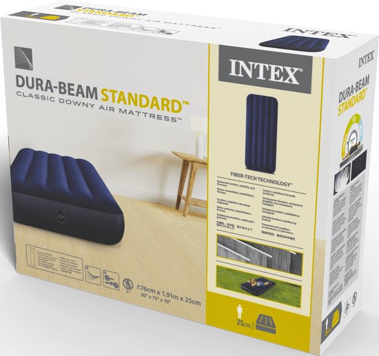 Intex - Matelas pneumatique - Downy Junior Twin - 1 personne - 191x76x22 cm