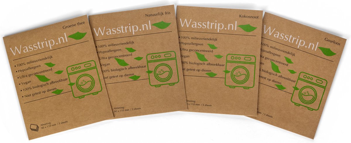 Wasstrips 12 Wasbeurten Alle Geuren Proefpakket – Wasmiddeldoekjes – Wasvellen – Wasdoekjes – Detergent Sheets – Laundry Strips