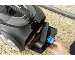 Philips Stofzuiger zonder Zak FC9741/09 - Alle Vloertypen - Sterke Zuigkracht - Met HEPA 13 Allergiefilter - Lang Snoer - Incl 4 Extra Mondstukken - Zwart