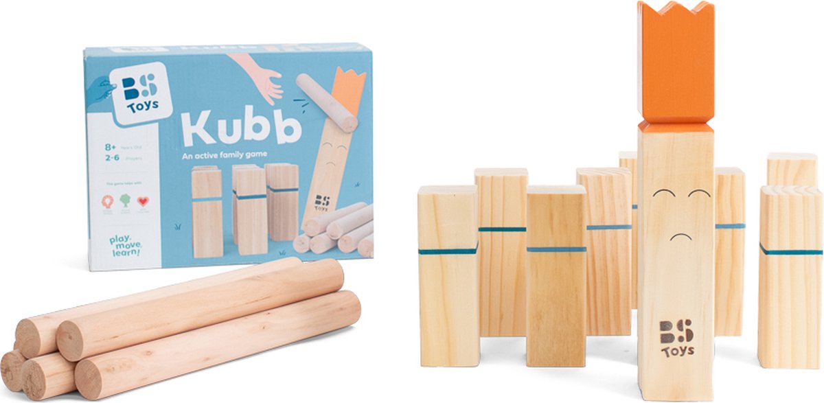 BS Toys Kubb Werpspel - Zweeds Spel - 2 tot 6 Spelers - Geschikt vanaf 8 jaar - Buitenspeelgoed van Vurenhout - Kubb spel original - Kubb familiespel - Kubb spel Volwassenen - Buiten speelgoed - Buitenspel - Buiten Spellen - Tuin Speelgoed — afbeelding 2