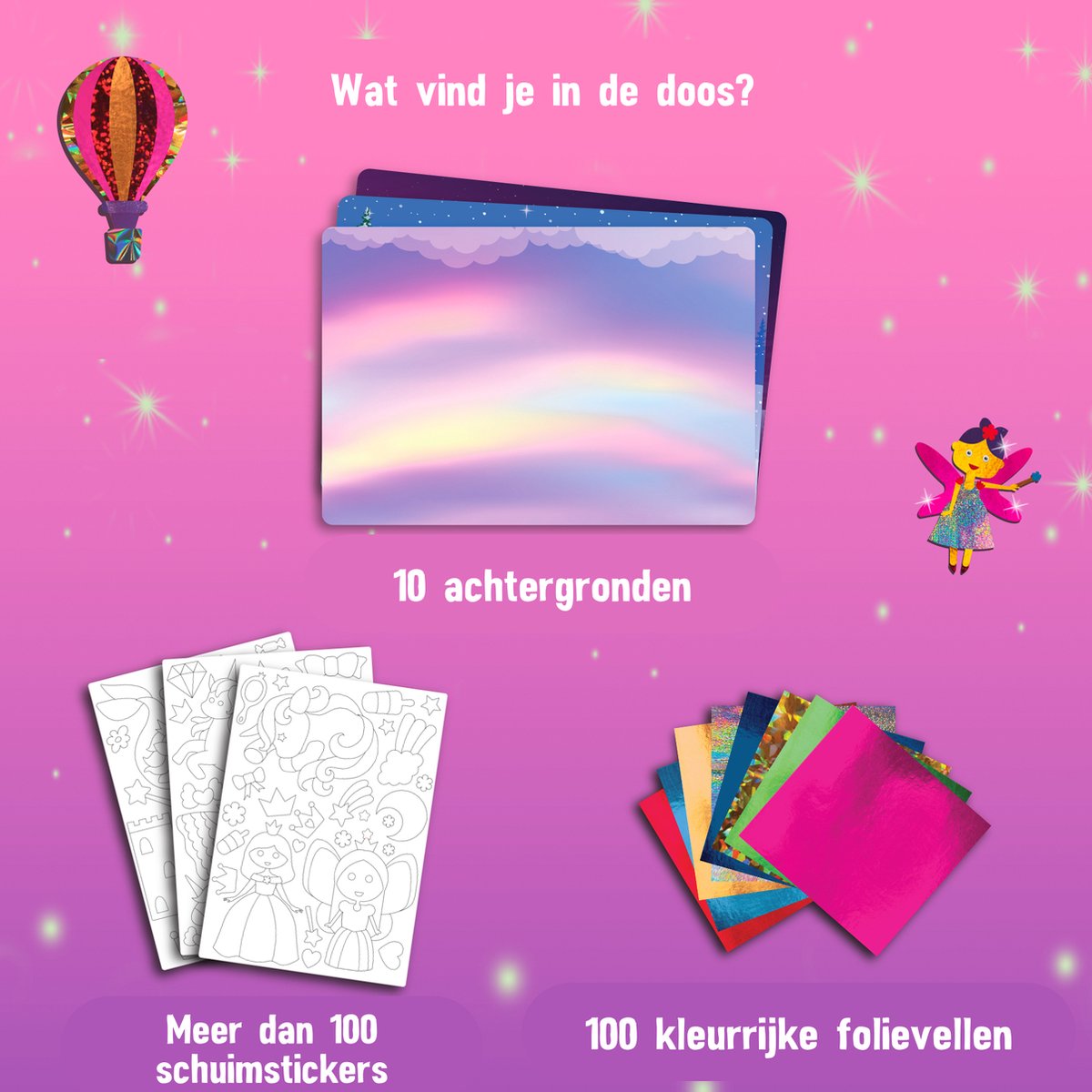 Megableu Foil Fun: Prinsessen en Eenhoorns - Creatief Knutselspel voor Kinderen - Knutselen met Folie en Stickers - Kunstwerkjes Maken zonder Knoeien — afbeelding 2