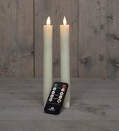 Bougies LED à flamme mobile 2x - Ivoire - Ivoire - Télécommande - Bougie dîner cire rustique 23 cm - Bougie LED à pile