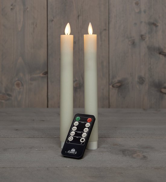 LED kaarsen 2x – ivoor – met afstandsbediening – 23 cm