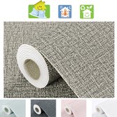 Mogi Products -Isolerend Behang -Zelfklevend Behang voor Woonkamer & Slaapkamer - ± 2 mm Dik en Waterbestendig-Linnenstructuur Lichtgrijs- Isolatie behang