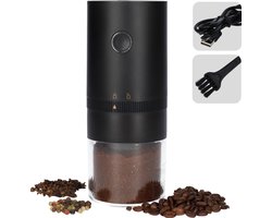 Zwarte elektrische koffiemolen - RVS - Proffesionele koffie molen - Fijne pepermolen/zoutmolen - Kruidenmolen - Ook voor specerijen - Goed voor in de keuken - 13 Watt - Makkelijk mee te nemen - Zwart