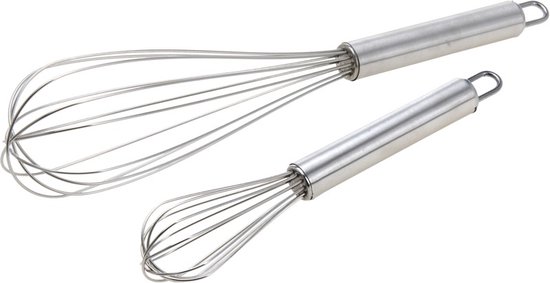 Metalen gardes/klopper/kloppers - 2x stuks - verschillende formaten - Garde 20 cm en 30 cm - Keukengerei - Bakgerei