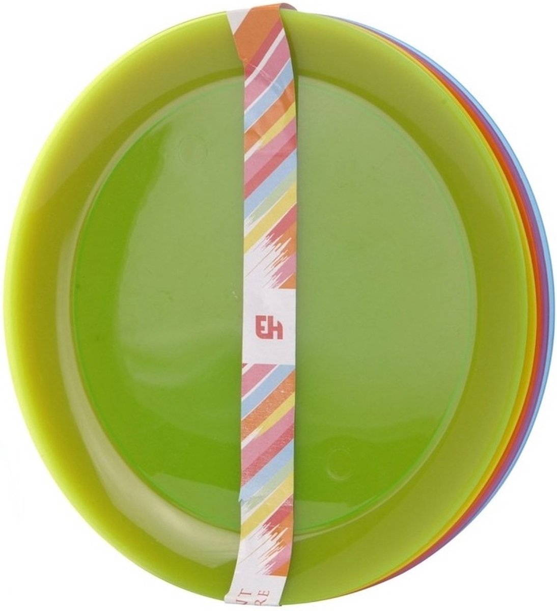 Goedkoopste 12x Gekleurde borden kunststof 21 cm - Campingservies/picknickservies
