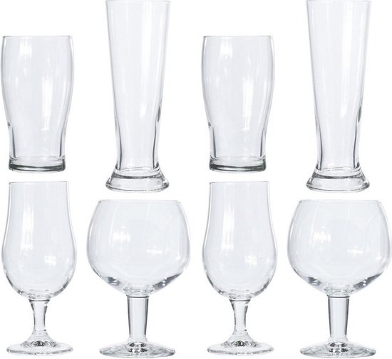 Foto: Verschillende bierglazen set 8 stuks glazen voor bier speciaal bier proefglazen set