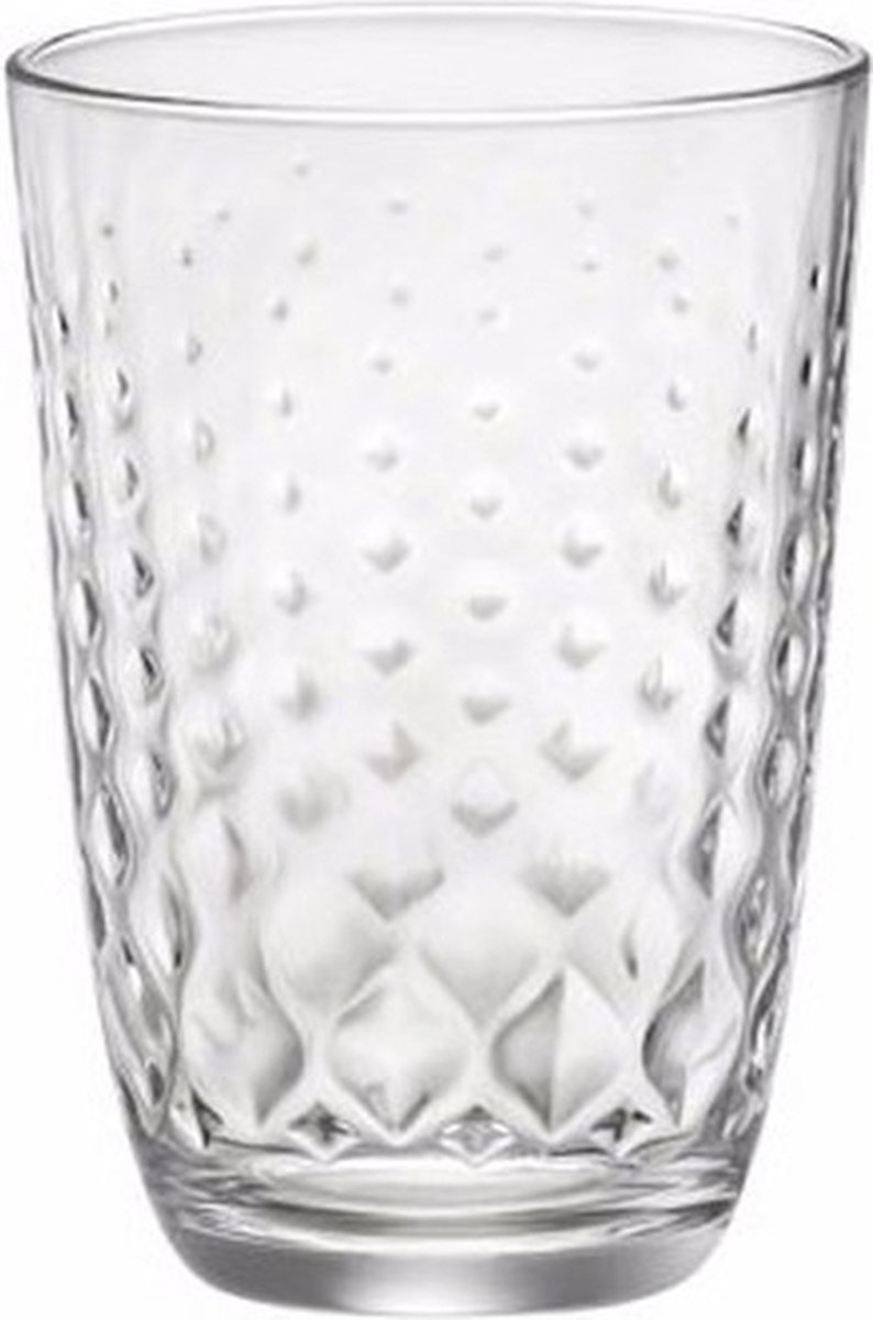 Bormioli Rocco Drinkglazen Glit - 12x stuks - glas - 390 ml - transparant met relief