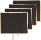 Memo krijtbordjes met knijper - 4x - 15 x 12 cm - Schoolbordje - hout - info bordjes