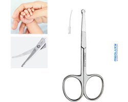 MEDLUXY® - Baby Nagelschaar - gebogen bladen - 10 cm (baby nagel veiligheidsschaar, afgeronde punt, safety tip) (MB0600)