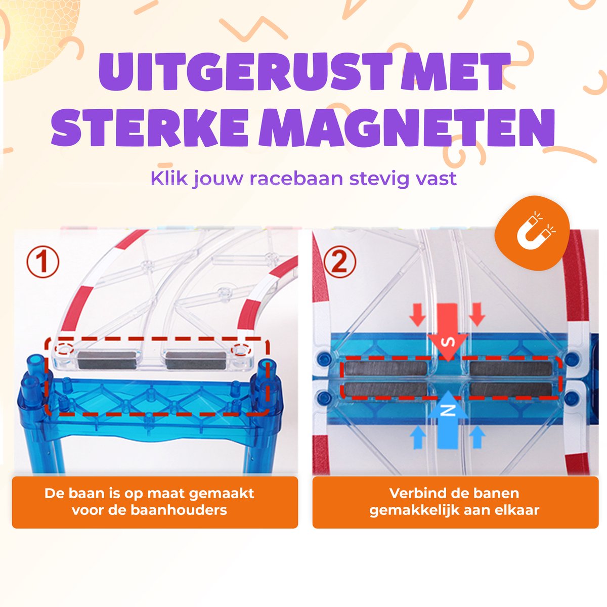 Magnetisch speelgoed Jongens – 3 tot 12 jaar – Auto Racebaan Elektrisch voor kinderen – Montessori Speelgoed – 72 Delig — afbeelding 2
