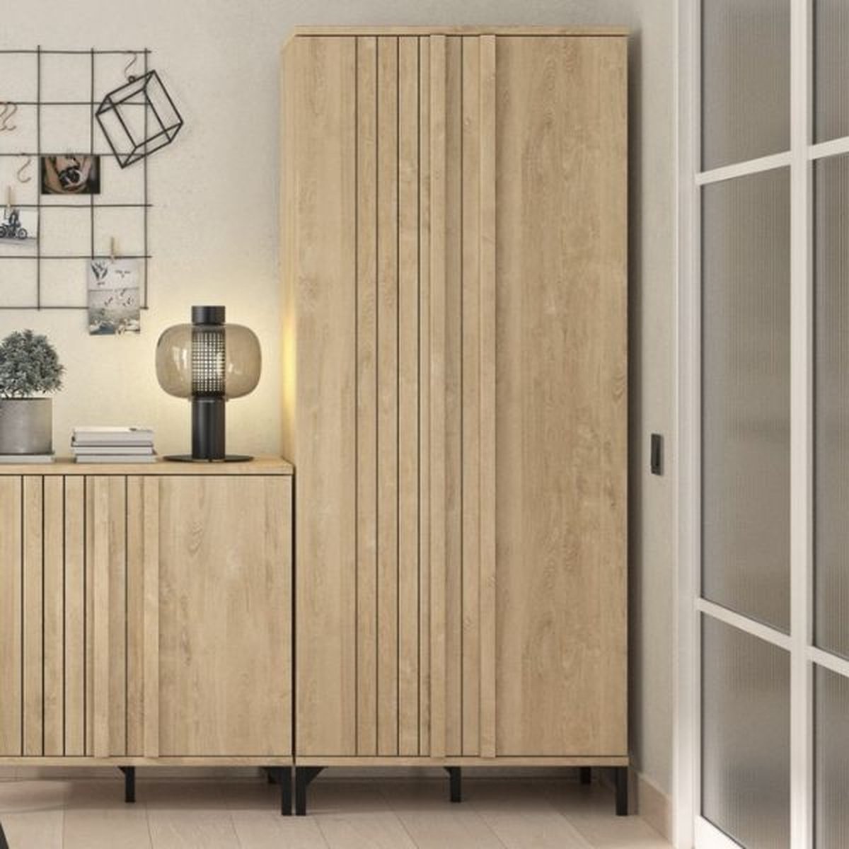 Veelzijdige opbergkast Faro - 80 x 45 x 190 cm - Blonde Oak-design