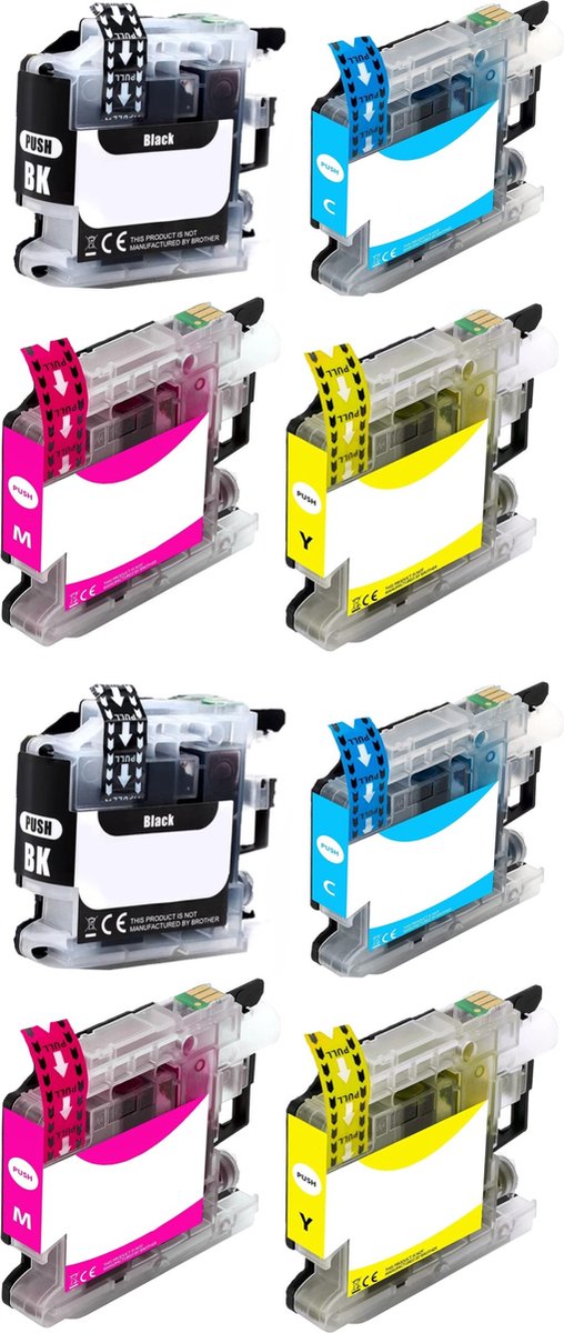 Lot De 8 Cartouches D'Encre Compatibles Brother (Noir, Cyan, Magenta, Jaune)