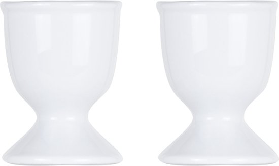 Cosy & Trendy Eierdopje - 4x stuks - van porselein - wit - 6.5 cm - Ontbijt - Pasen - Gekookte eitjes houder