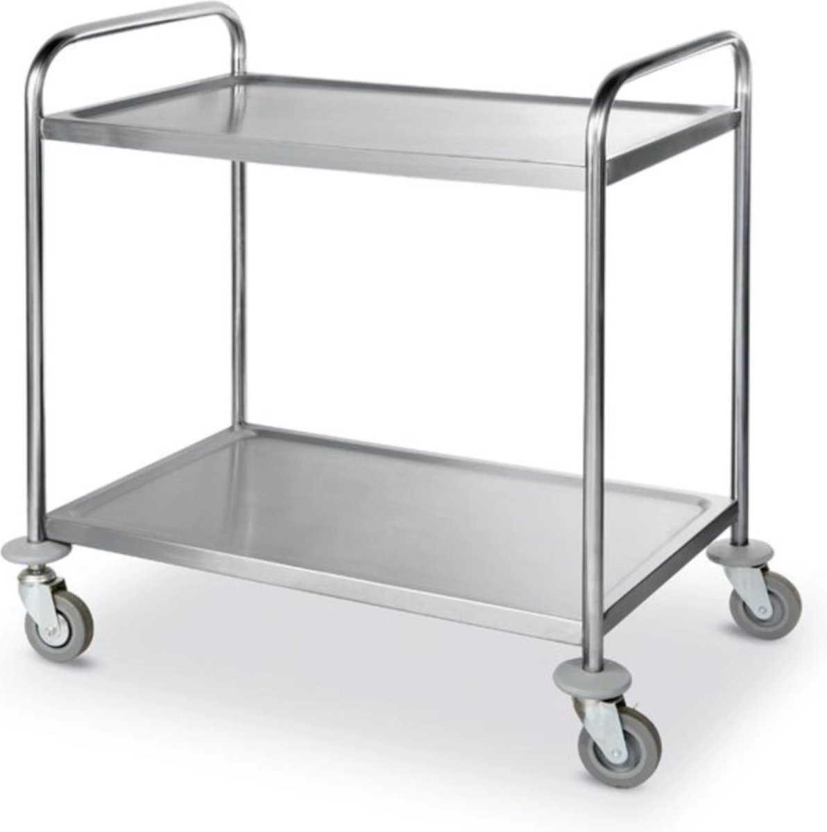 Hendi Serveerwagen - Keukentrolley op Wieltjes - RVS - 2 Bladen - 90x59x(H)93cm
