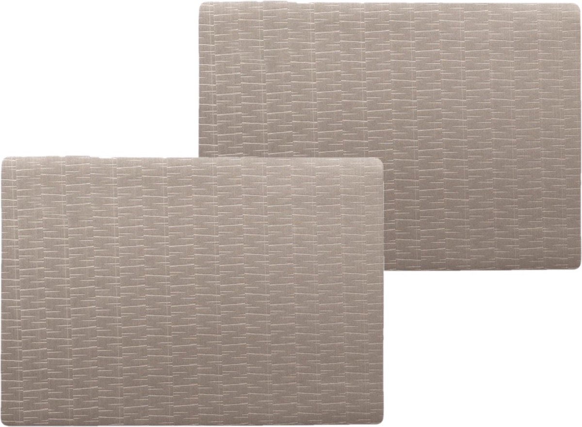 6x stuks wicotex tafel placemat jaspe - taupe kleur - 30 x 43 cm - stevige onderlegger - anti-slip - pu coating toplaag
