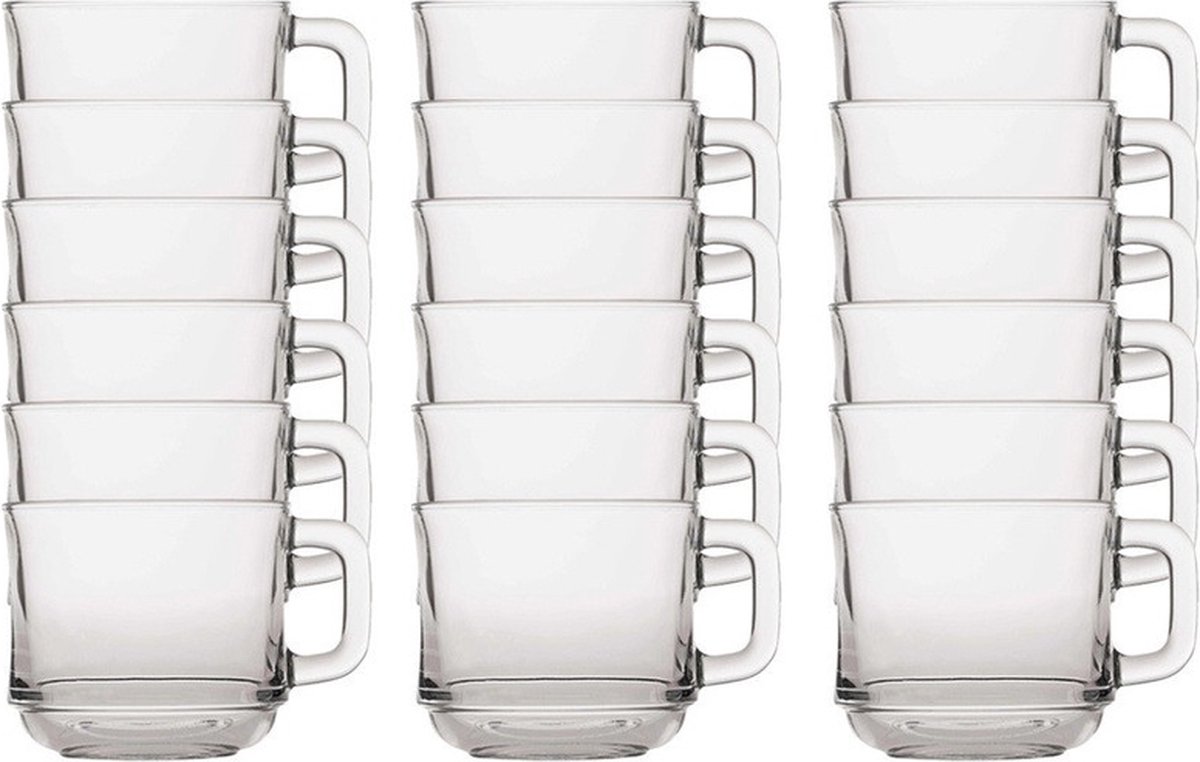 Duralex Theeglazen Lys - 24x stuks - glas - 220 ml - transparant - met oor