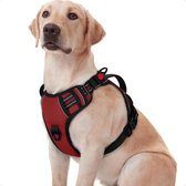 JAXY Harnais pour chien - Harnais pour chien - Harnais pour petit chien - Harnais en Y pour chien - Harnais pour chien - Harnais anti- Trek pour chien - Réfléchissant - Taille XL - Rouge