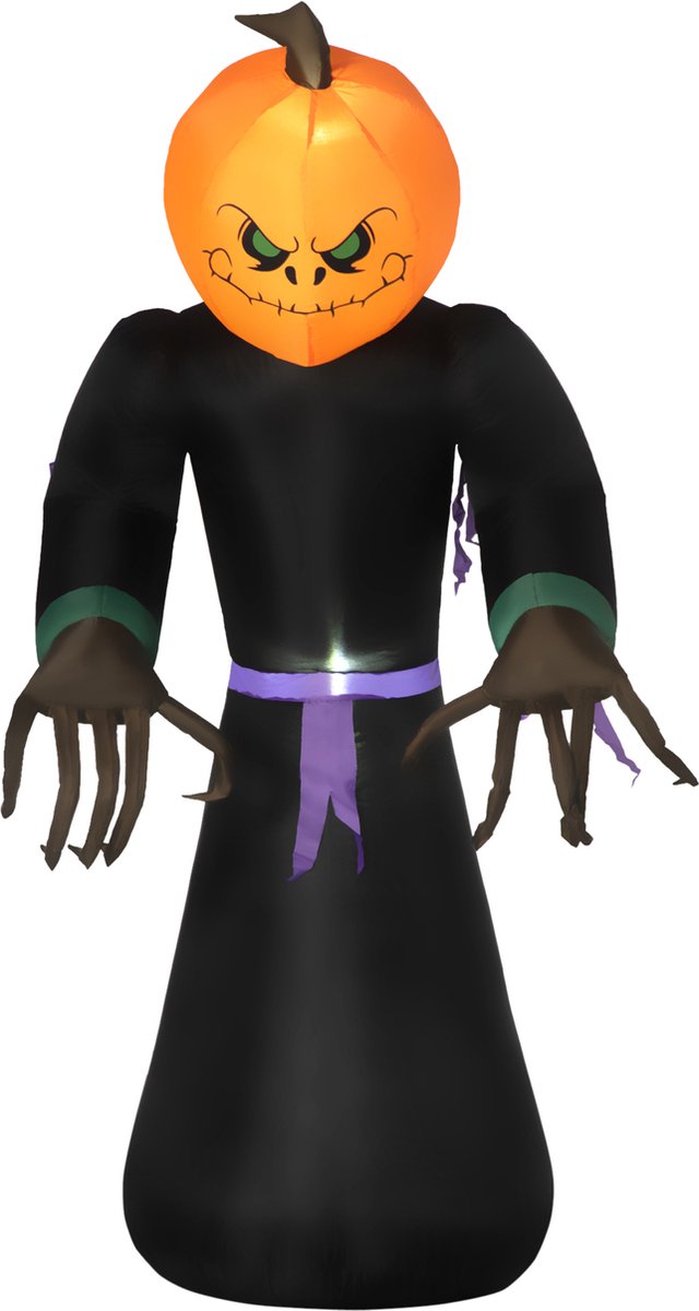 HOMCOM halloween-decoratie opblaasbaar pompoen - met LED-verlichting