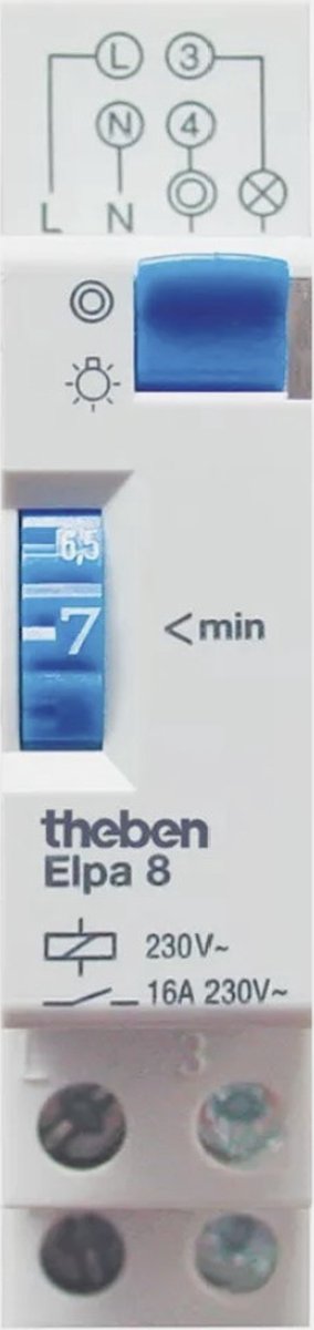 Theben ELPA 87 traplicht-tijdschakelaar - trappenhuis-tijdschakelaar, DIN-rail, elektromechanisch, schakelklok, 0870002
