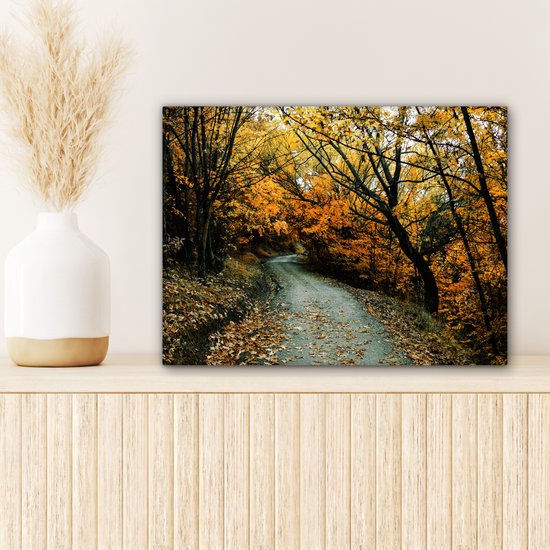 Toile Peinture Feuilles - Automne - Forêt - 40x30 cm - Décoration murale