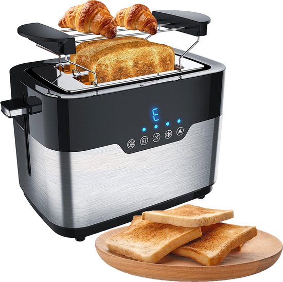 Broodrooster met Tostiklemmen - Toaster - Broodroosters - Zwart met Zilver