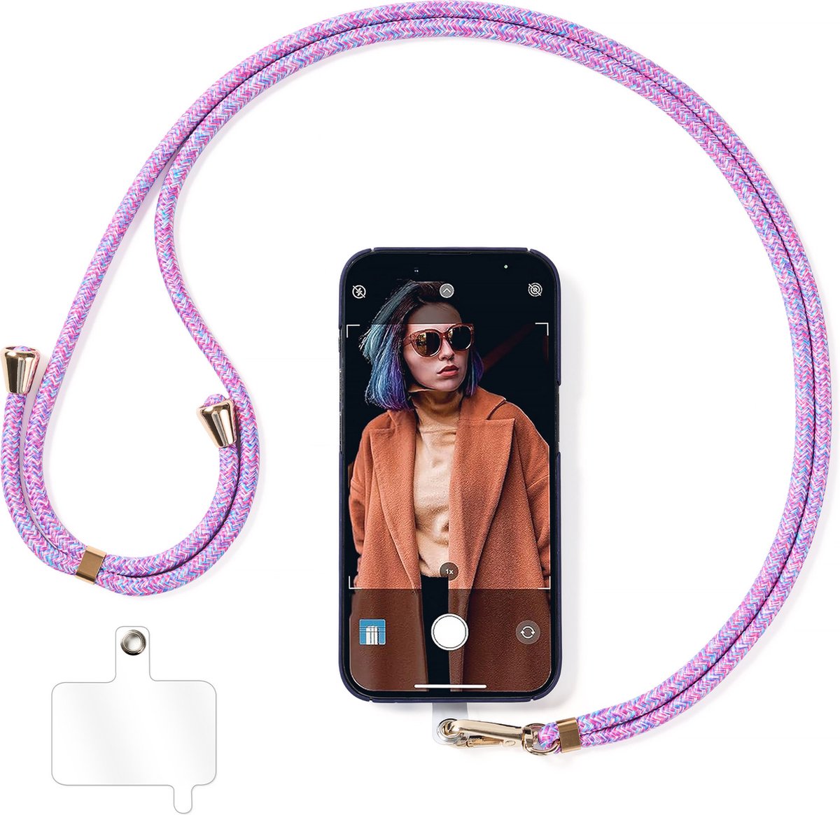 YONO Telefoonkoord Universeel - Telefoon Ketting Verstelbaar - GSM Koord - Nylon - Magenta