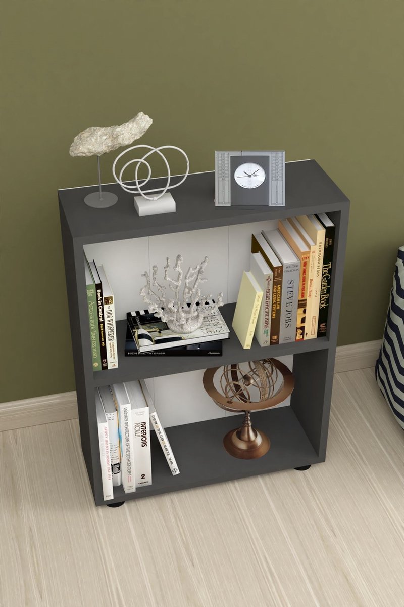 Open kast - Wandkast - Decoratieve Boekenkast - Boekenkast met 2 Planken - Antraciet