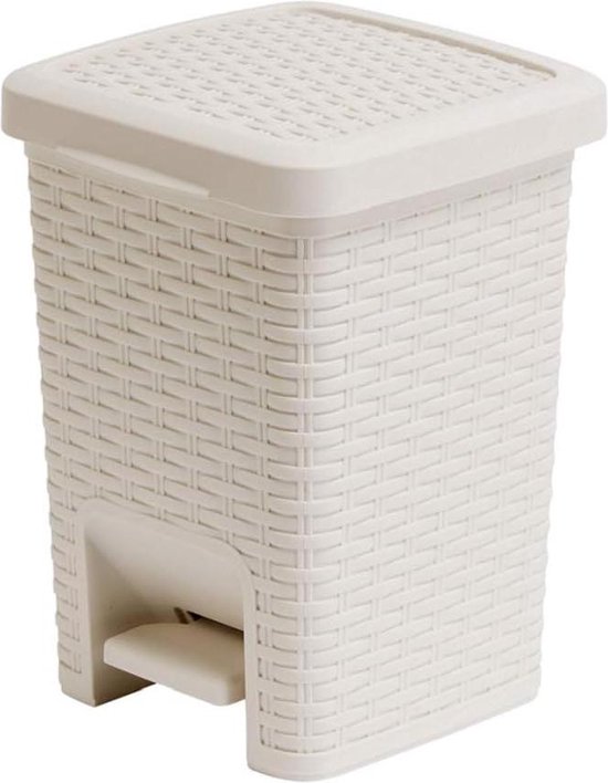 Addis 518145 Rattan Effect Vierkante Badkamer Pedaal Afval Prullenbak, 6 Liter, Crème, Calico Linnen Addis 518145 Rattan Effect Vierkante Badkamer Pedaal Afval Prullenbak, 6 Liter, Crème, Calico Linnen