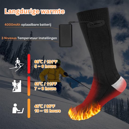 Sokken Winter Usb Elektrisch Warm Zwart Dubbelzijdig Elektrisch Verwarmde Sokken Elektrische Verwarming Sok Winter Bruiloft Elektrische Warmte Sok