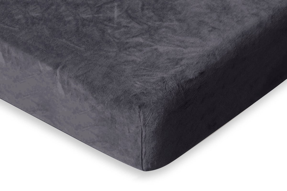 Eleganzzz Hoeslaken 200 gr/m2 Hoogwaardig Flanel Fleece 35cm Hoekhoogte - Dark Grey - 180x220 - Hoeslakens - Lits Jumeaux - Fluffy Hoeslaken
