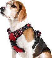 JAXY Harnais pour chien - Harnais pour chien - Harnais pour petit chien - Harnais en Y pour chien - Harnais pour chien - Harnais anti- Trek pour chien - Réfléchissant - Taille M - Rouge