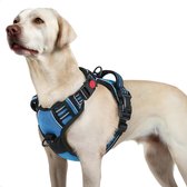 JAXY Harnais pour chien - Harnais pour chien - Harnais pour petit chien - Harnais en Y pour chien - Harnais pour chien - Harnais anti- Trek pour chien - Réfléchissant - Taille L - Blauw