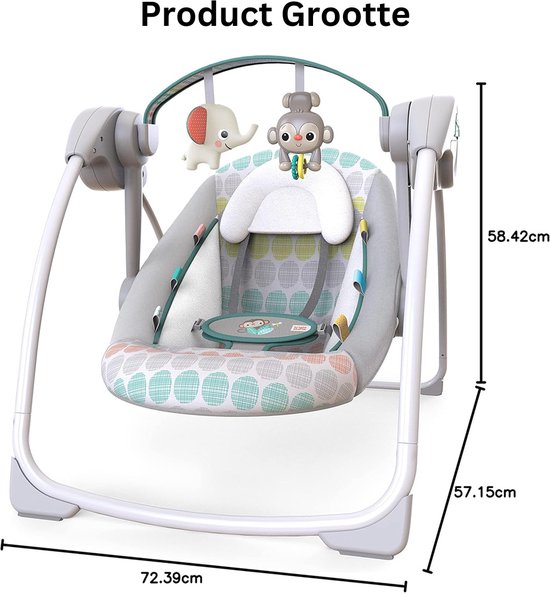 Elektrische Schommelstoel Baby - Baby Swing - Wipstoel Baby's met Speelboog - Grijs van Cangaroo — afbeelding 2