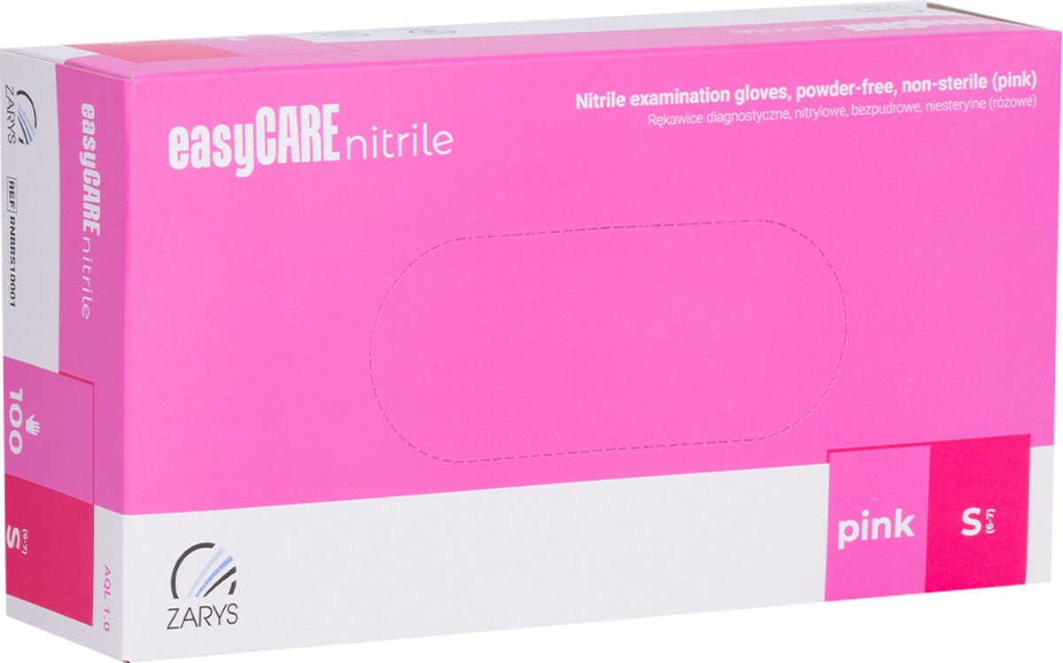 Goedkoopste Zarys EasyCare Nitrile Roze Maat S Handschoenen 100 Stuks - Hygiene - Handschoenen - Nitrile - Poedervrij - Super pasvorm - Caramdia