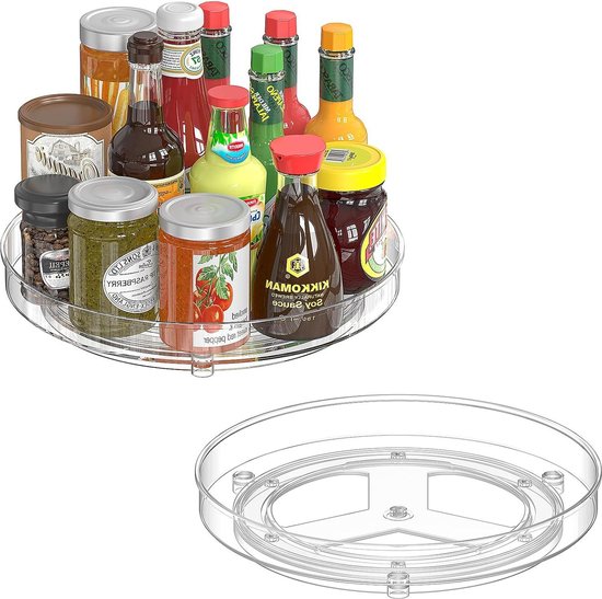 Foto: Koelkastorganizer lazy susan roterende kruidenrek opbergdoos 24 cm 360 graden draaibaar keuken kruidenorganizer draaibaar bord specerijen fruit snacks 