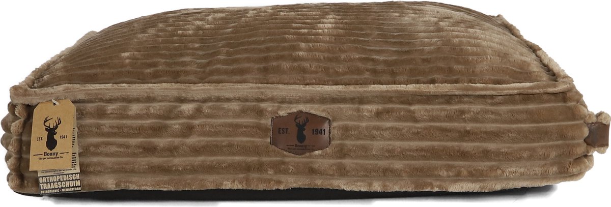 Boony est 1941 premium ligkussen orthopedisch acorn brown velvet corduroy 80x60x14cm