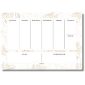 Momentuals - Weekplanner - A4 - Deskplanner - Planner - Bureauplanner - Weekplanner Papier - Ongedateerd en Afscheurbaar - Lijmbinding - Gold Flower Collectie