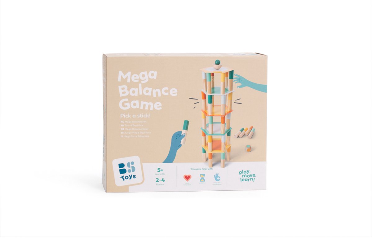BS Toys Mega Balanstoren - stapeltoren - balans spel - mega groot speelgoed - educatief speelgoed - FSC hout - geschikt vanaf 6 jaar