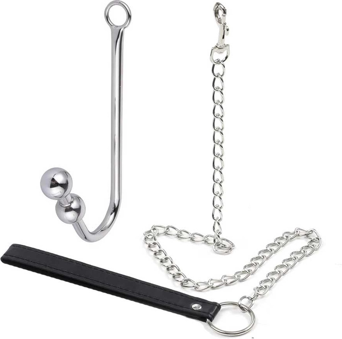 Goedkoopste Anale haak inclusief riem - RVS - Slaaf - BDSM - Anale plug - Diameter 3CM en 3.2CM - Ketting 100CM