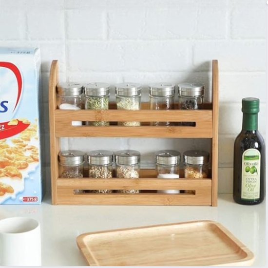 Decopatent kruidenrek incl 16 glazen kruiden potjes - rvs strooideksel - staand kruiden - specerijen rek - kruidenpotjes glas - online kopen? | Korting tot 35